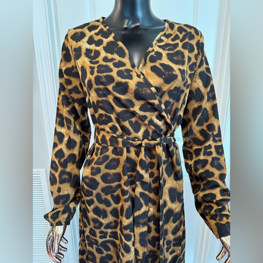 Leopard Print Wrap Dress - image 2
